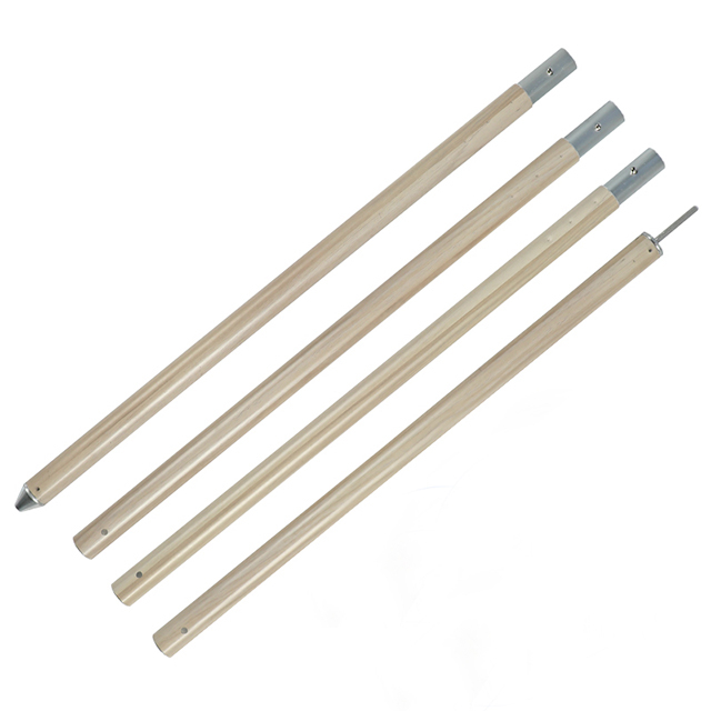 Wood Grain Aluminum Tarp Pole – 6061 Telescopic Tent Support Rod