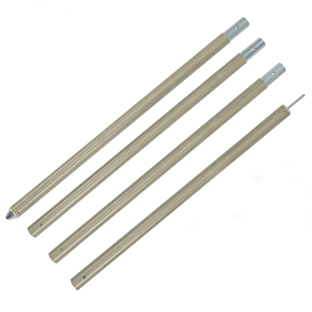 Wood Grain Aluminum Tarp Pole – 6061 Telescopic Tent Support Rod