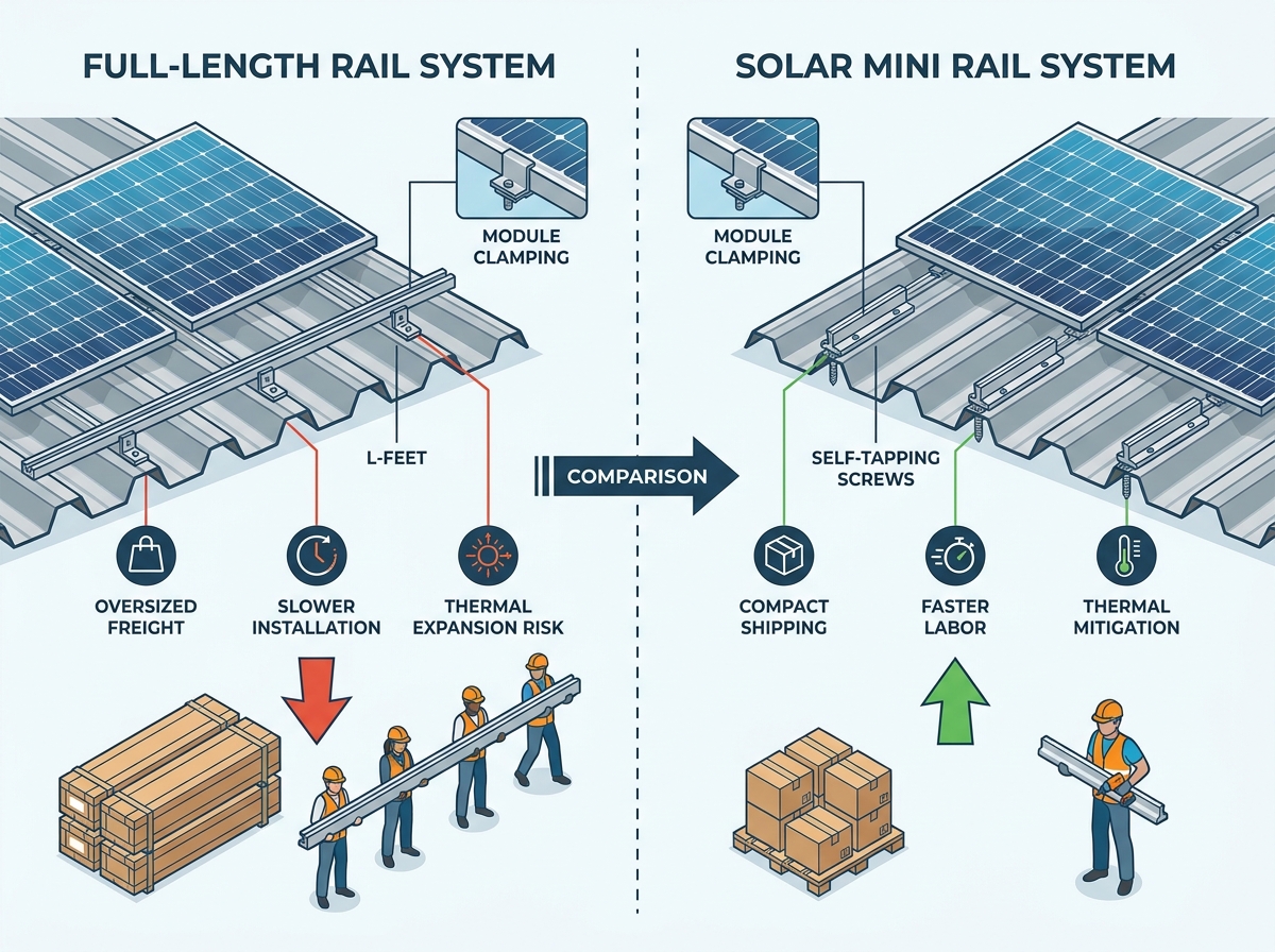 solar mini rail for metal roof